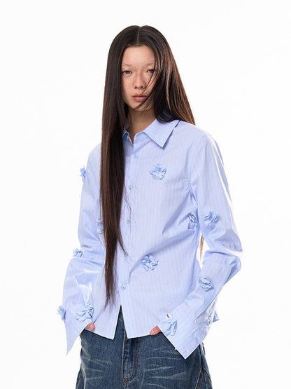 Sky Flower Long Stripe Shirt - paper.bruise