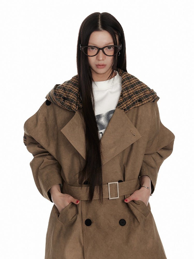 Trenchcore Hooded Drape Coat - paper.bruise