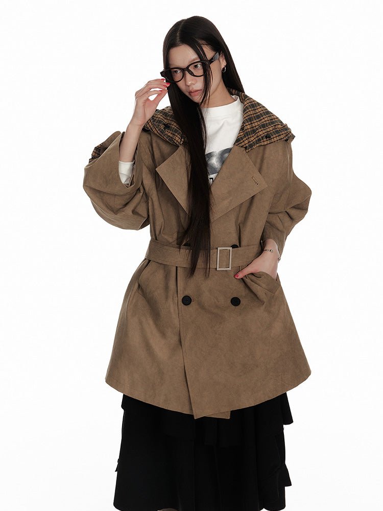 Trenchcore Hooded Drape Coat - paper.bruise